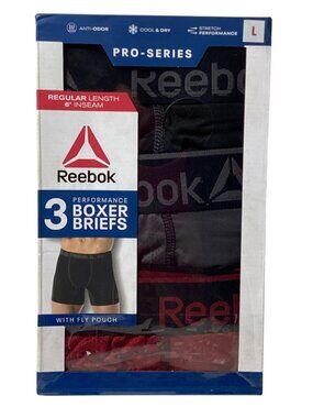 Reebok: Men's Pro Series Performance Boxer Briefs, Fly Pouch, Size Large